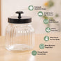 Fluted Jar With Flower Knob Lid Set Of 4 Matte Black 700ml
