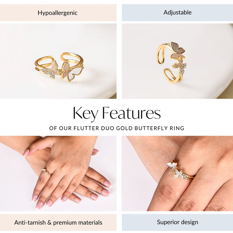 Flutter Duo Gold Butterfly Ring