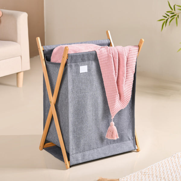 Foldable Cloth Laundry Basket Grey