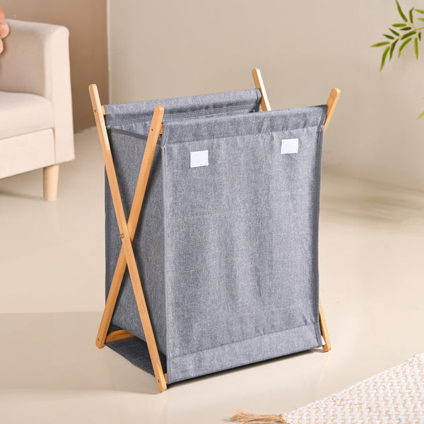 Foldable Cloth Laundry Basket Grey