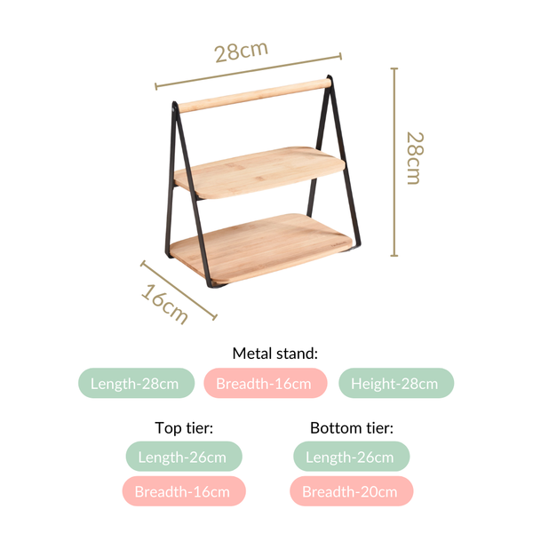 Foldable 2 Tier Wooden Storage Rack