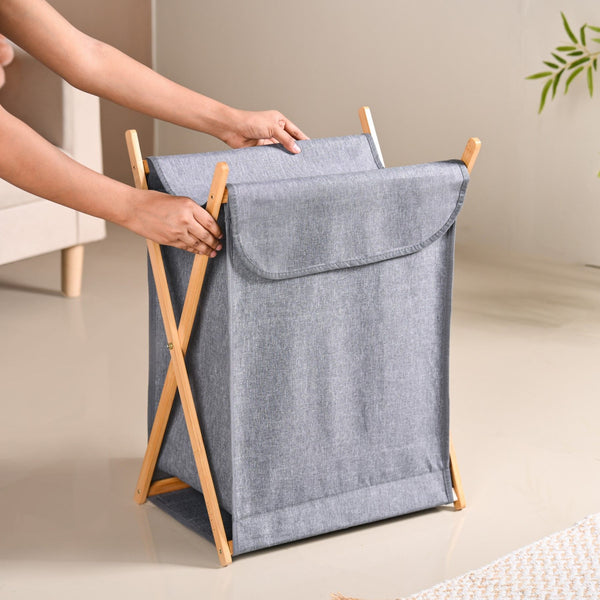 Foldable Cloth Laundry Basket Grey