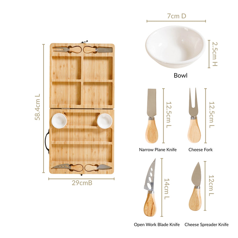 Foldable Travel Charcuterie Board Set With Bowls And Knives