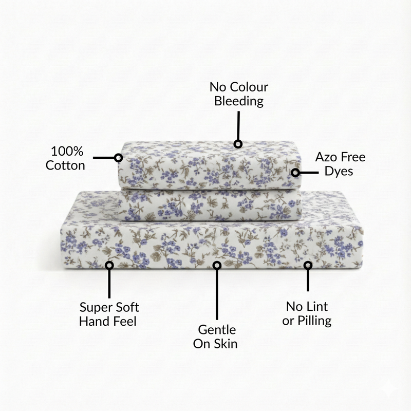 Forest Ferns Queen Size Pure Cotton Bedding Set 254x229cm