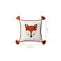 Fox Embroidered Cotton Kids Cushion Cover 42x42cm