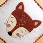 Fox Embroidered Cotton Kids Cushion Cover 42x42cm