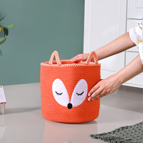 Sleeping Fox Woven Basket 25cm