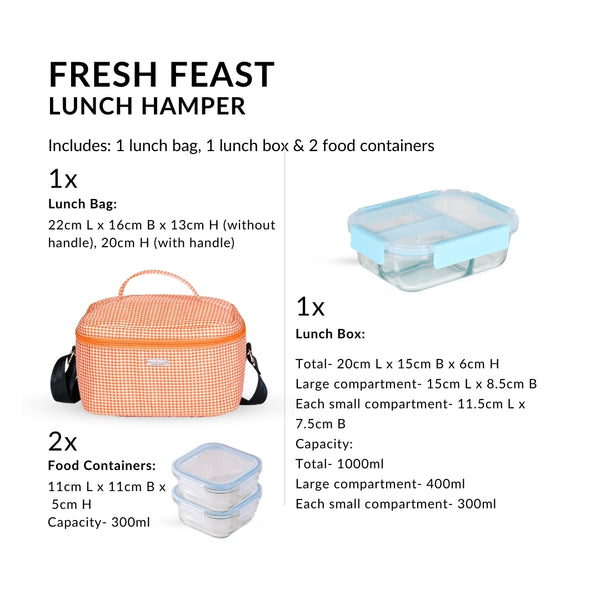 Office Time Glass Lunchbox And Insulated Lunch Bag Set