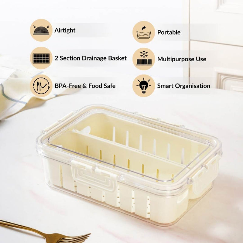 FreshGrid Two Section Fridge Storage Box
