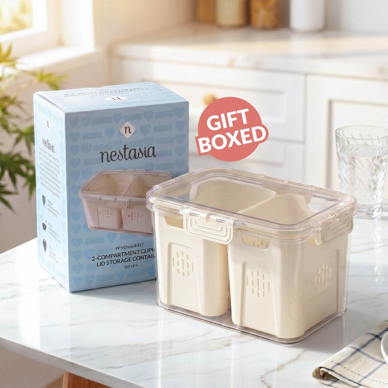 FreshGrid Tall Fridge Storage Box With 2 Compartments