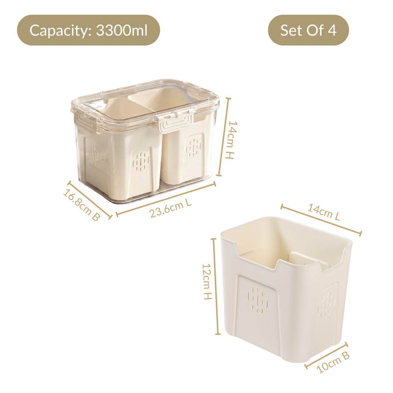 FreshGrid Tall Fridge Storage Box With 2 Compartments