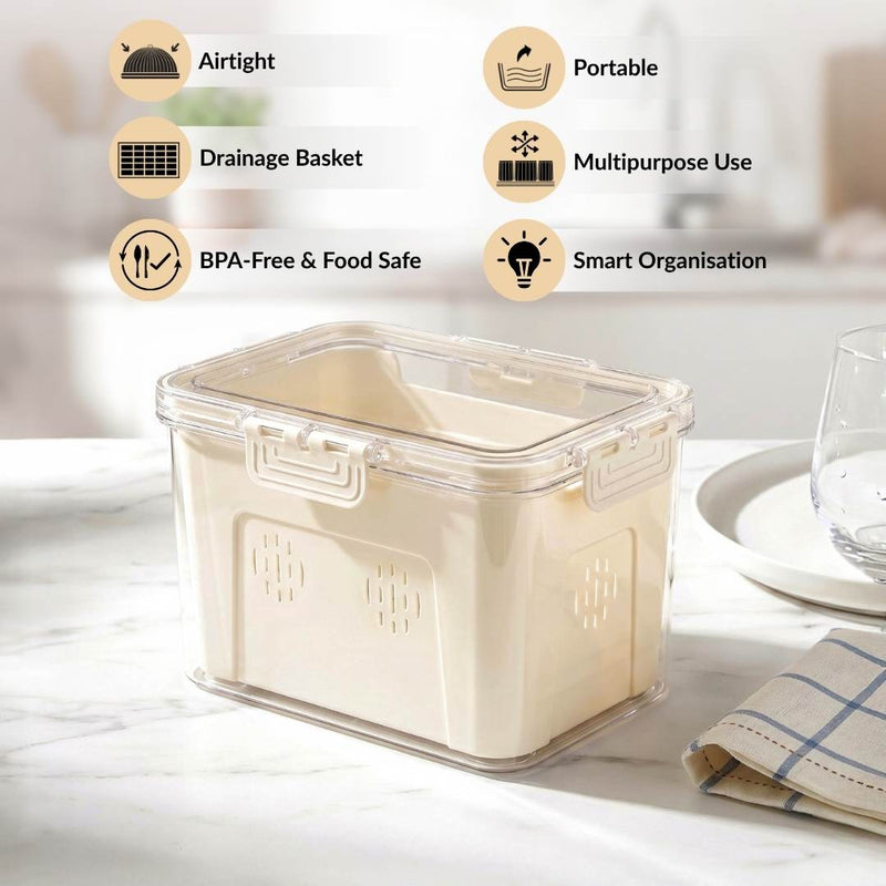 FreshGrid Fridge Storage Box With Drainage Basket