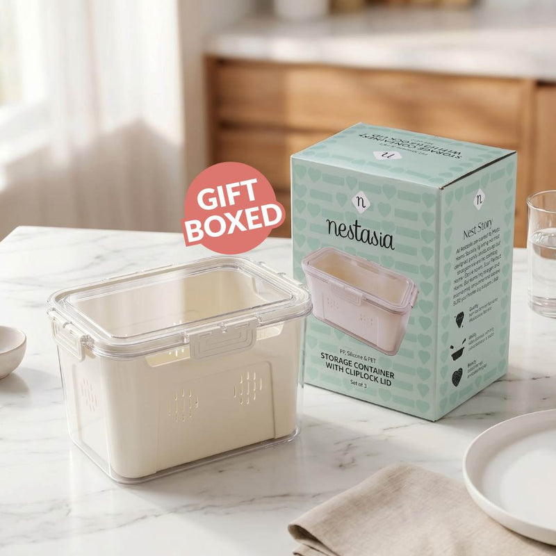 FreshGrid Fridge Storage Box With Drainage Basket