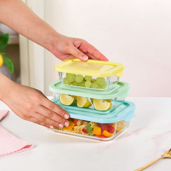 Freshlock Meal Prep Rectangular Storage Box Set Of 3