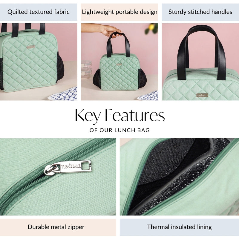 Freshpack Quilted Lunch Bag In Mint