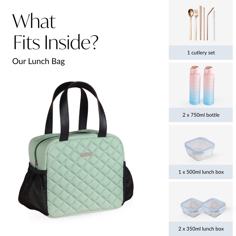 Freshpack Quilted Lunch Bag In Mint