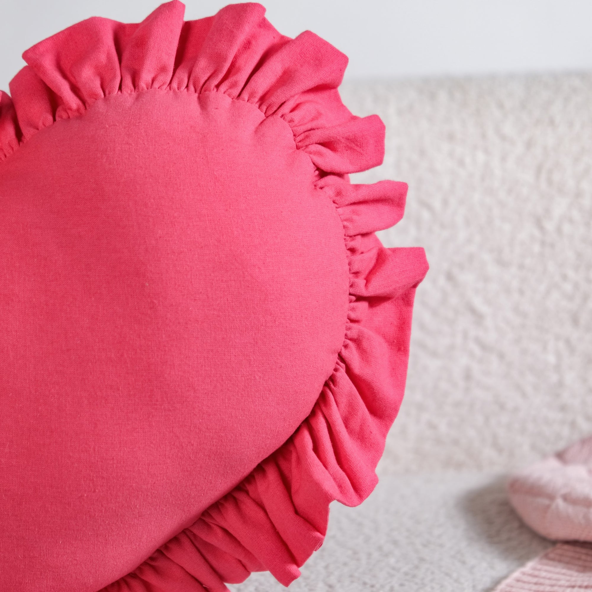 Frilly Heart Cotton Cushion Dark Pink 43x38cm Online - Premium Cushion ...