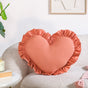 Frilly Heart Cotton Cushion Dusty Pink