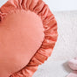 Frilly Heart Cotton Cushion Dusty Pink