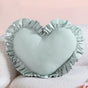 Frilly Heart Cotton Cushion Mint Green