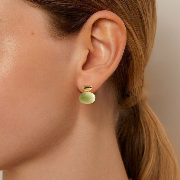 Oval Front Back Drop Earrings Green