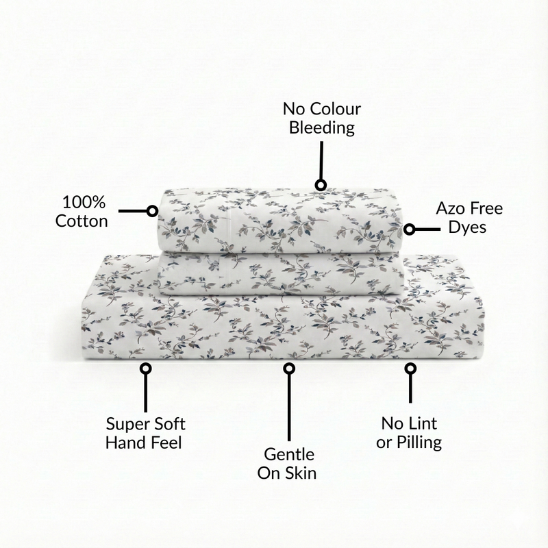 Frostbloom Pure Cotton King Size Bedding Set 275x275cm