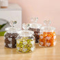 Glass Heart Knob Jar Set Of 4 700ml