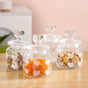 Glass Heart Knob Jar Set Of 4 700ml