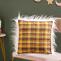 Blue Plaid Furry Double-Sided Cushion Cover 16x16 Inch