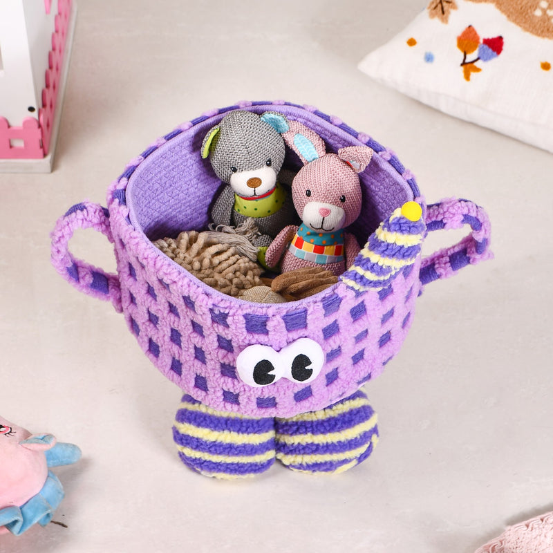 Fuzzy Friend Purple Storage Basket