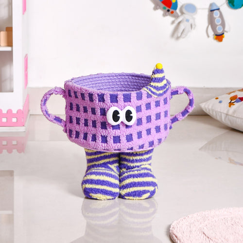 Fuzzy Friend Purple Storage Basket