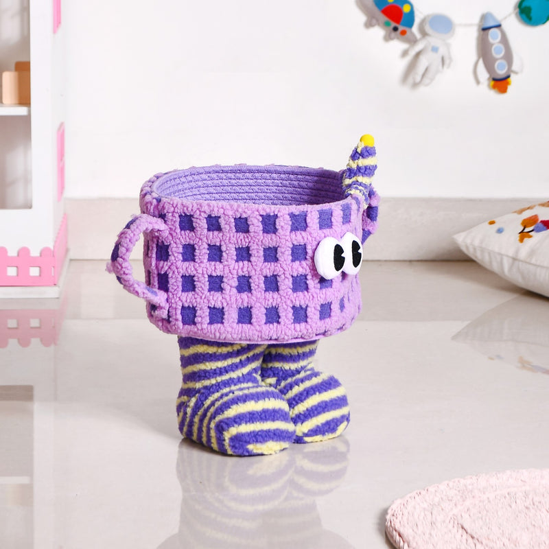 Fuzzy Friend Purple Storage Basket