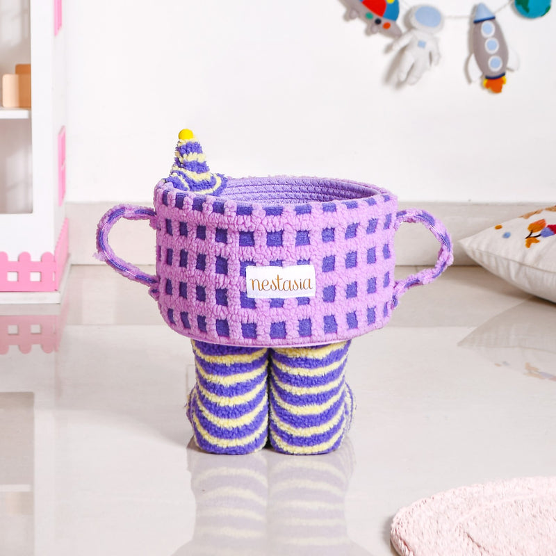 Fuzzy Friend Purple Storage Basket