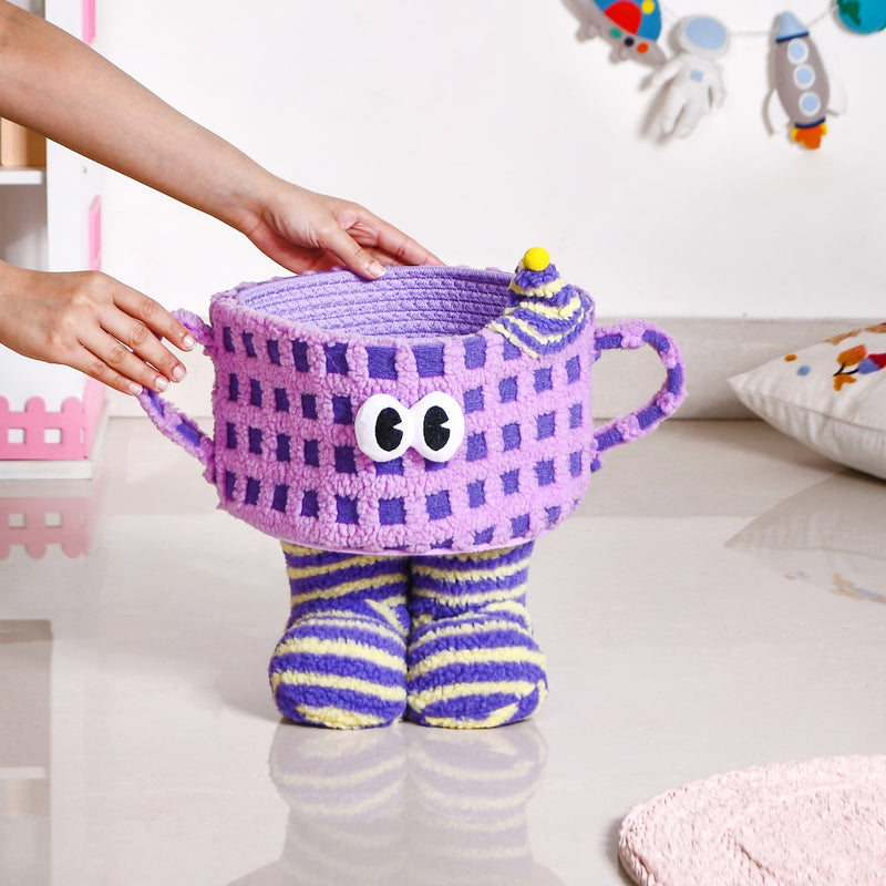 Fuzzy Friend Purple Storage Basket