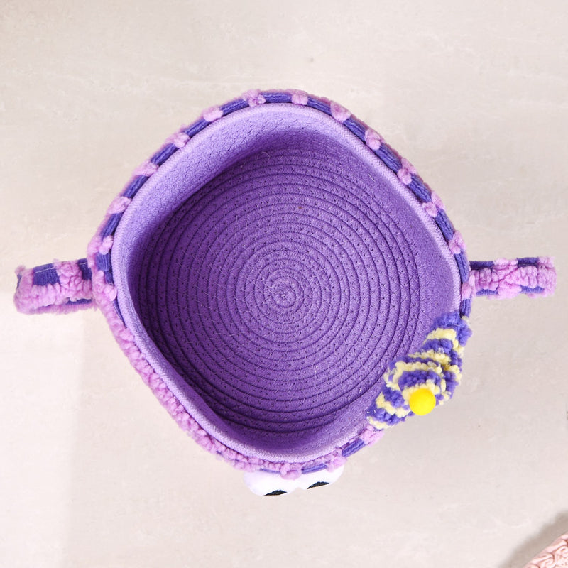 Fuzzy Friend Purple Storage Basket