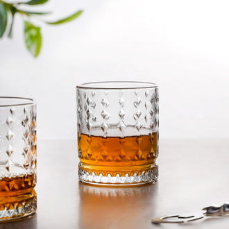 Diamond Embossed Whiskey Glasses Set Of 6 250ml