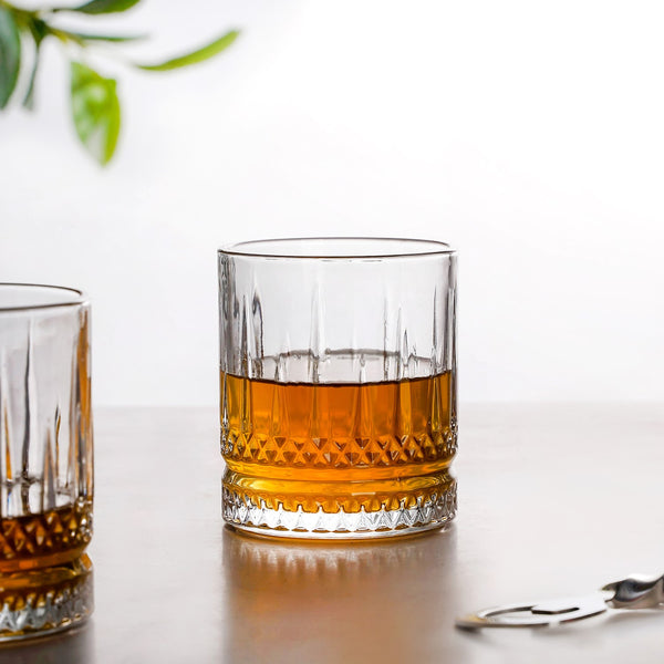 Set Of 6 Premium Ribbed Whiskey Glasses 250ml