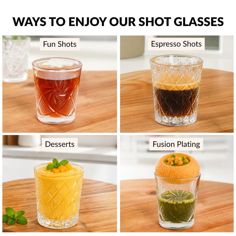 Crystal Flower Shot Glass Set Of 12 55ml