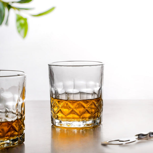 Geometric Embossed Whiskey Glass Set Of 6 230ml Online - Premium ...