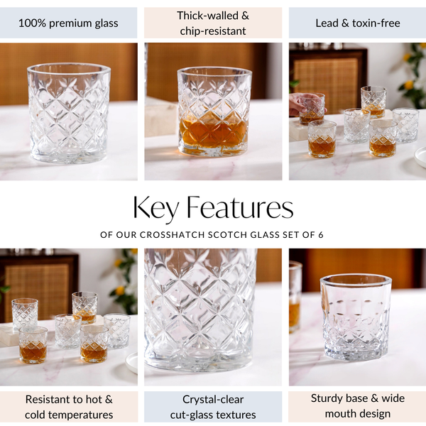 Scotch Glass Crosshatch Pattern Set Of 6 240ml