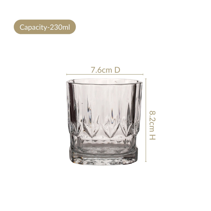 Set Of 6 Vintage Old Fashioned Whiskey Glasses 230ml