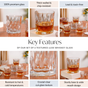 Set Of 6 Textured Luxe Whiskey Glass 350ml