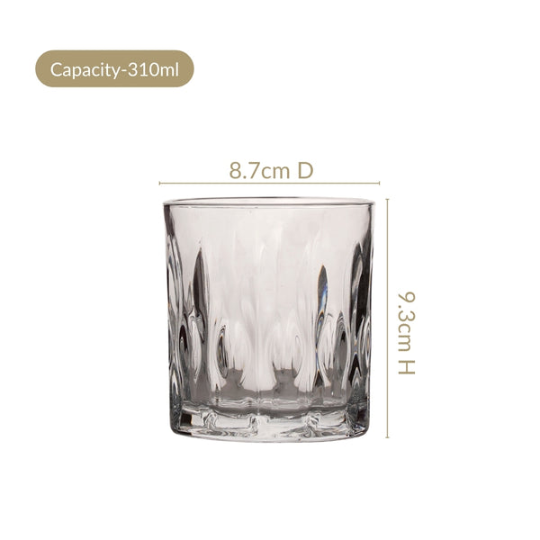 Large Set Of 6 Textured Luxe Whiskey Glass 310ml