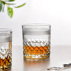 Modern Diamond Embossed Scotch Glass Large Set Of 6 350ml