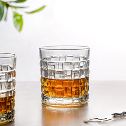 Basket Weave Textured Luxury Whiskey Glass Large Set Of 6 350ml