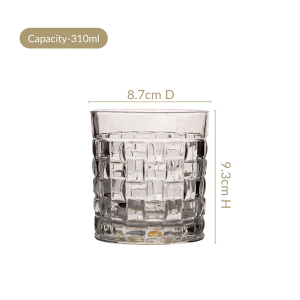 Basket Weave Textured Luxury Whiskey Glass Large Set Of 6 310ml