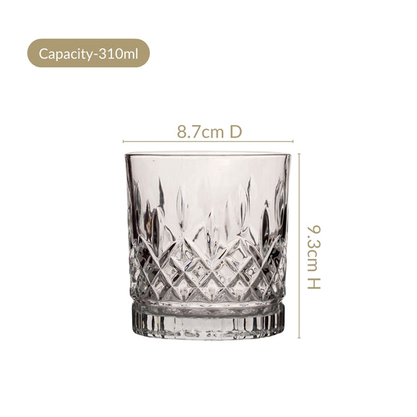 Embossed Heavy Base Old Fashioned Whiskey Glass Large Set Of 6 310ml