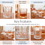 Embossed Heavy Base Whiskey Glass Set Of 6 350ml