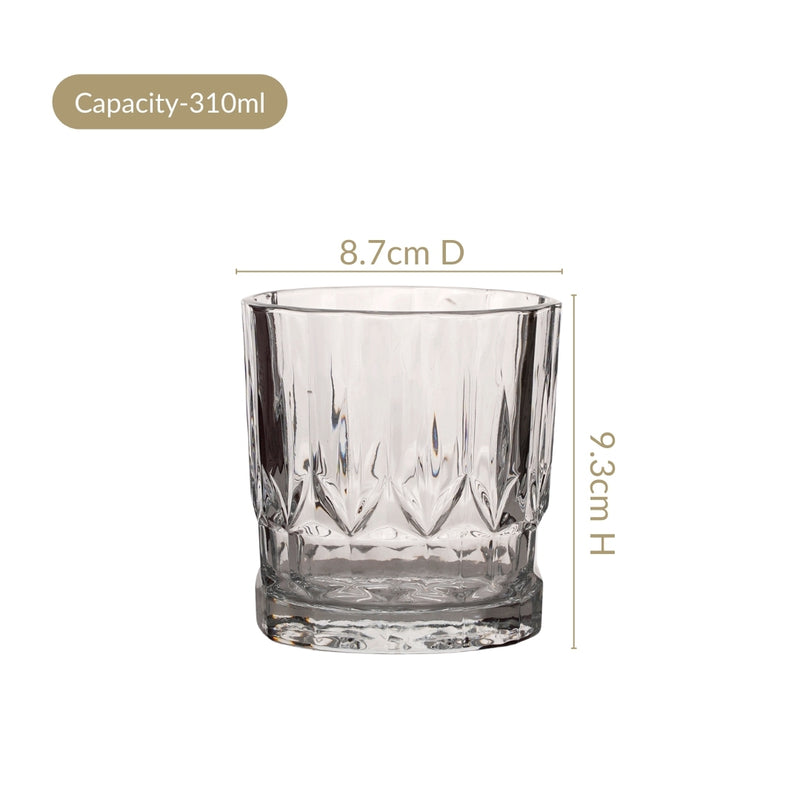 Embossed Heavy Base Whiskey Glass Large Set Of 6 310ml