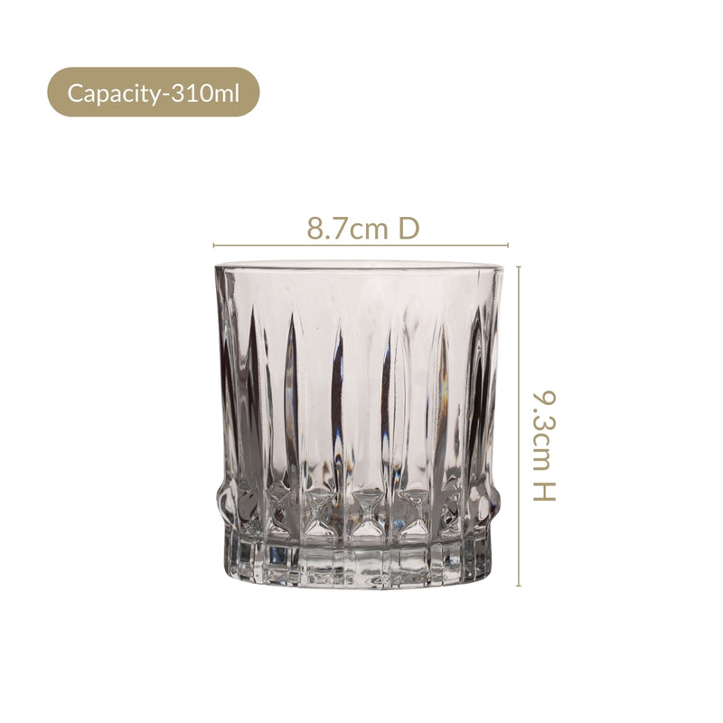 Fluted Jewel Premium Scotch Glass Large Set Of 6 310ml
